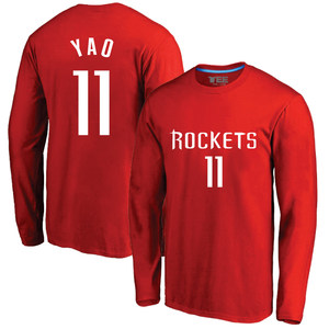 春秋火箭11号姚明球衣训练服男女纯棉圆领长袖t恤篮球运动长衫