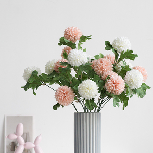 伊莎世家 林科维乒乓菊小绣球仿真花客厅清新装饰花摆设绢花假花