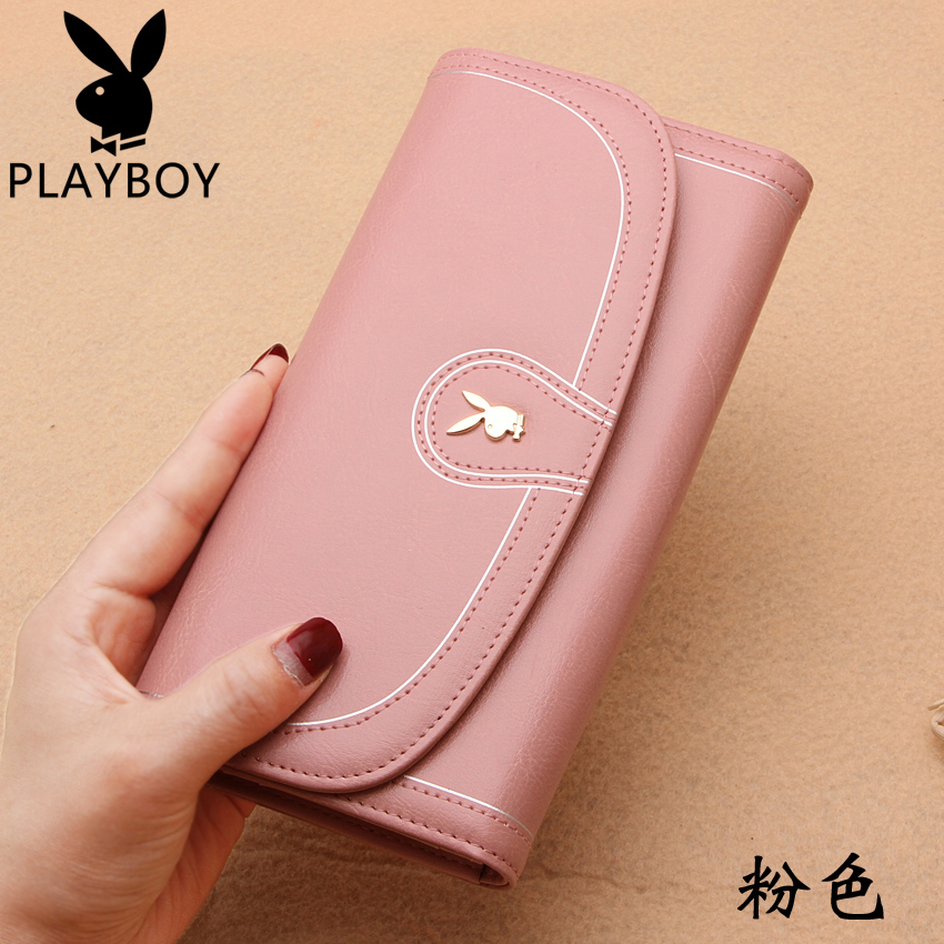 PLAYBOY/花花公子钱包女长款牛皮大容量多功能新款女士皮夹女钱夹