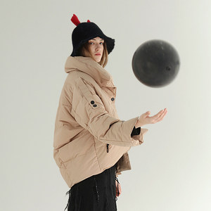 自然码原创设计不规则羽绒服女短款宽松白鸭绒小款 span class=h>女士