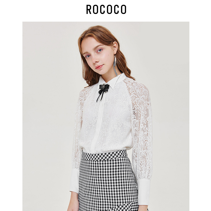 洛可可2019春女装新款蕾丝衬衫心机打底上衣设计感韩版很仙的
