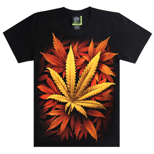 泰国进口欧美街头潮牌原宿宽松风麻叶情侣夏装潮男女夜光短袖t恤