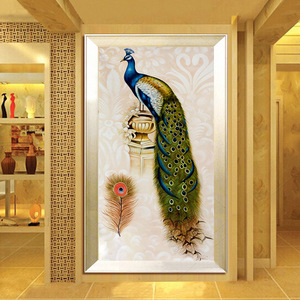 欧式孔雀钻石画5d魔方钻卧室满钻    新款3d代工出售成品