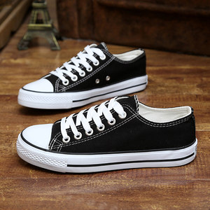 2016秋季白色帆布鞋女平底学生低帮系带布鞋韩版百搭黑色休闲鞋潮