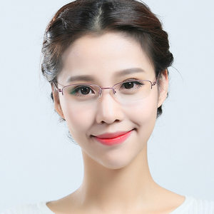 女士半框近视眼镜架黑色图片