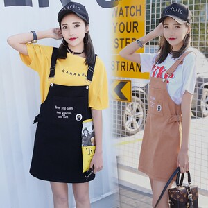 牛仔背带连衣裙女装韩版宽松2017夏季新款学