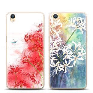 oppor7/t/c/r7s/r9 plus手机壳软文艺复古典中国风水彩彼岸花女款