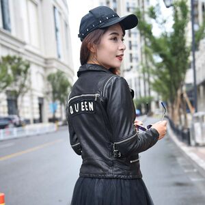 海宁真皮皮衣女士中长款2017春秋新款泡皮夹