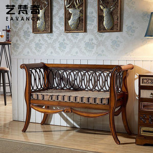 实木双人长椅图片