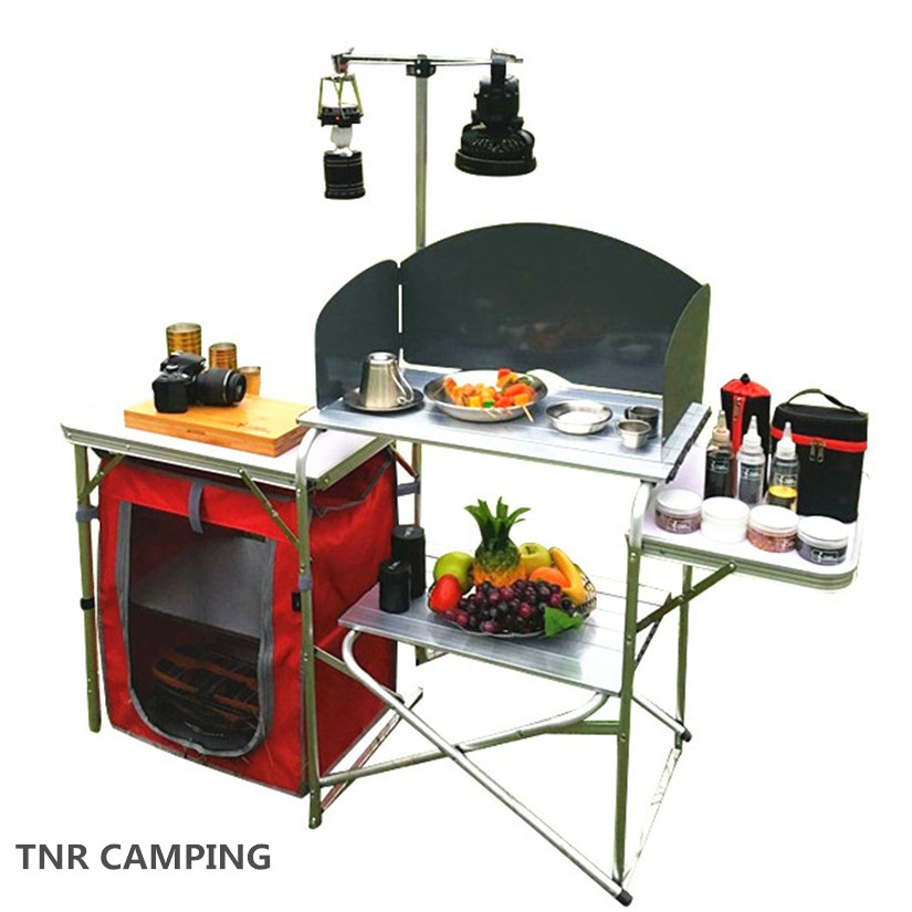 TNR户外便携式厨房铝合金车载料理桌灶台柜收纳桌行动厨房可折叠