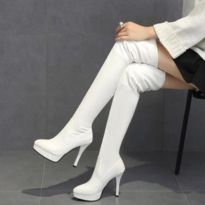 白色超高跟靴价格