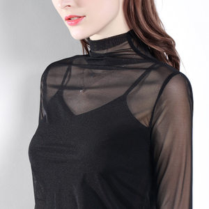 纱网上衣黑纱透视沙衣服女薄纱春秋新款纱衣服超薄透明网纱 span