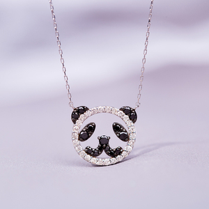ink珠宝 直播高定 18k白金 萌萌哒滚滚 钻石熊猫一体式 span class=h>