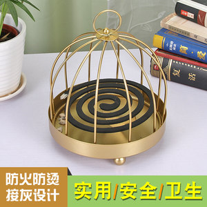 日式家用蚊香盒创意带盖镂空复古蚊香架防火防烫室内卫生间接灰盘