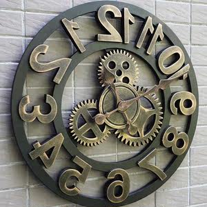 欧式客厅挂钟 span class=h>现代 /span>复古艺术创意齿轮时钟 span