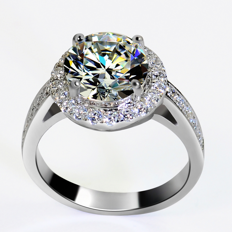 BOVI 奢华3克拉微镶群星钻戒 高仿 碳硅石戒指结婚戒指一对女指环