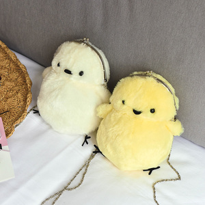 儿童包包冬季新款潮韩版可爱萌小鸡毛绒单肩包小女孩斜挎链条小包