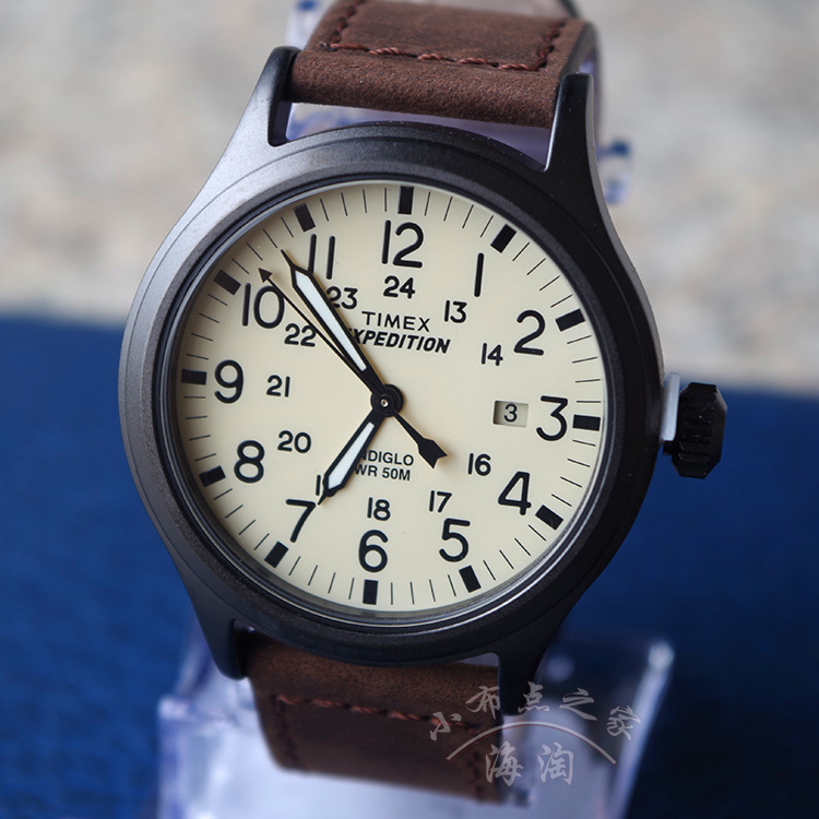 Timex 天美时 T49963 Expedition Scout 男款腕表真皮带全盘夜光