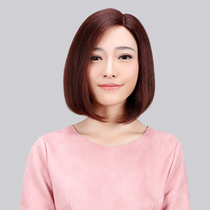 伊贝尔真人发丝女短直发 span class=h>梨花 /span>内扣中分偏分波波