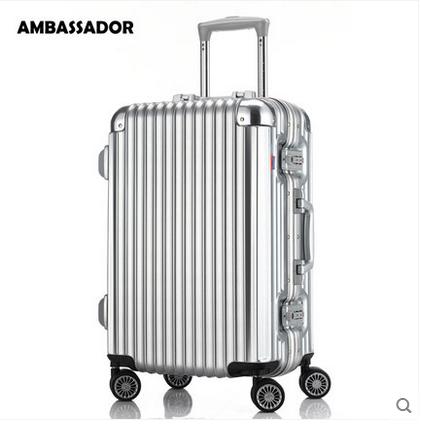 AMBASSADOR铝框箱pc旅行箱男女行李箱万向轮22寸20寸大使箱包拉杆