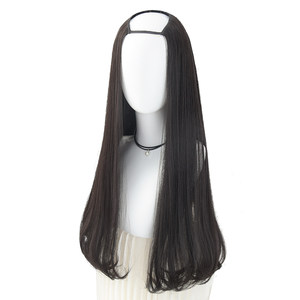 u型假发女长直发半头套隐形无痕仿真粉色彩色