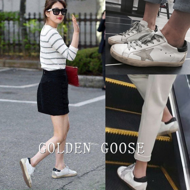 经典款 GOLDEN GOOSE GGDB灰星黑尾金属LOGO内增高女小脏鞋小白鞋