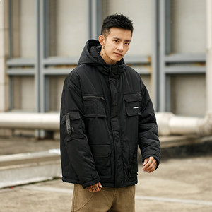 连帽工装棉外套图片