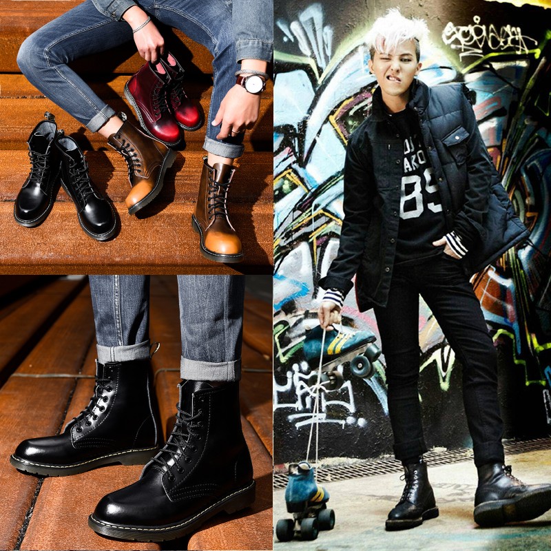 gd-权志龙同款马丁靴男真皮短靴潮流男靴英伦时尚工装靴子男潮鞋