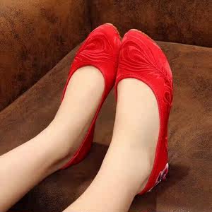 【天天特价】老北京布鞋女坡跟布鞋工作鞋女黑