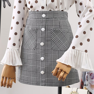 【新品价88元】单排扣不规则一步裙女秋冬季