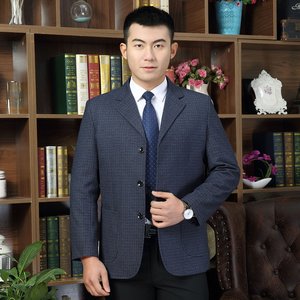 秋冬新款爸爸装春秋男西装大码休闲西服中老年