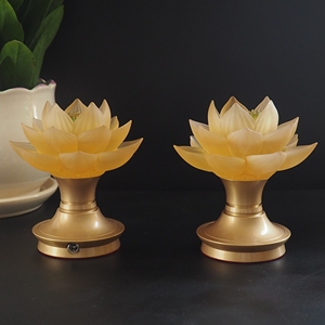 琉璃莲花荷花灯佛堂佛具佛前供灯led长明灯纯铜底座节能单支 包邮