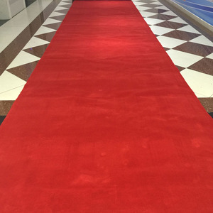 加绒加厚红地毯开业庆典活动结婚展览迎宾舞台绒面地垫可重复使用