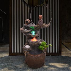 办公室落地喷泉流水摆件客厅桌面装饰品中式风