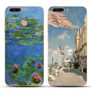 莫奈名画睡莲文艺欧美街景荣耀7c手机壳7i硅胶软壳保护套全包边