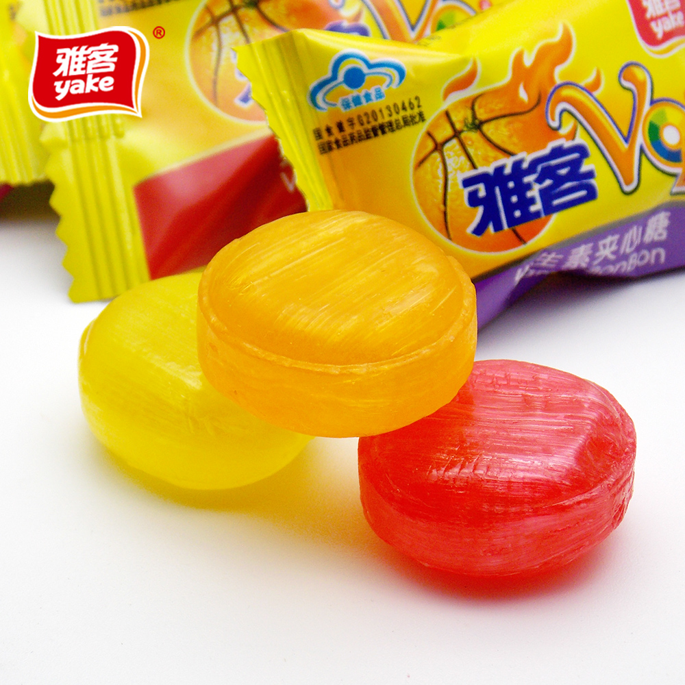 雅客v9夹心硬糖500g约75颗果汁酱心结婚喜糖果散装办公室零食包邮