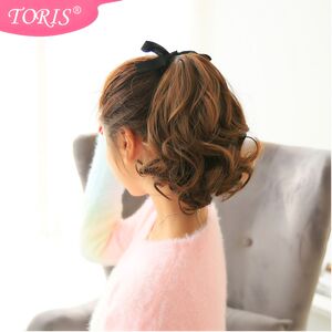 假发马尾真发马尾长卷接发片女生绑带式抓夹式