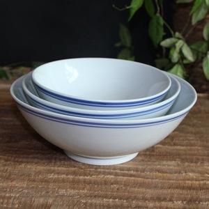 景德镇一级老式蓝边碗碗扣肉碗仿古瓷器定做餐具6寸面碗馄饨碗