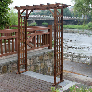 花园 span class=h>木制 /span>花架鲜花拱门爬藤植物网格大门架子