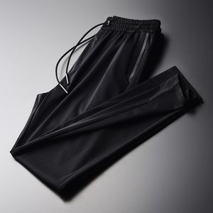 高品丝滑抗皱锦纶冰爽面料休闲长裤男弹力舒适薄款直筒透气裤子男