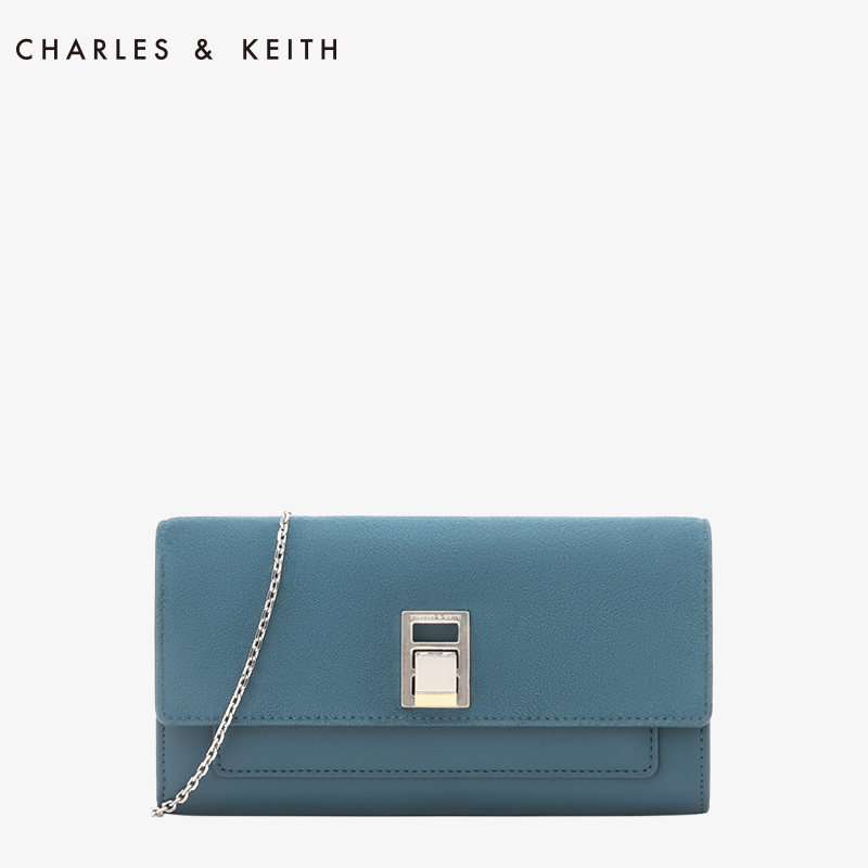 CHARLES＆KEITH长款钱包CK6-10840141金属扣女士链条子母钱包