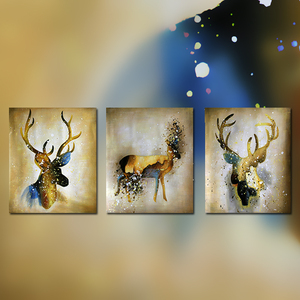 diy数 span class=h>字 /span>油画抽象画鹿三联 span class=h>家 