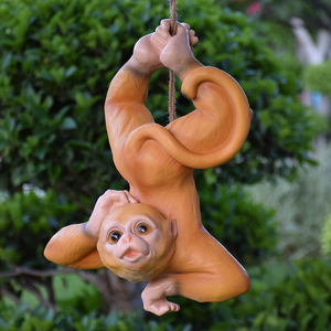 户外花园庭院 span class=h>秋千 /span>猴子树脂雕塑园林挂件创意树