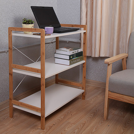 简易书架置物架储物架收纳落地多层架子家用客厅厨房实木货架