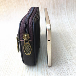 牛皮手机包男腰包竖款挂腰手机套6寸真皮手机