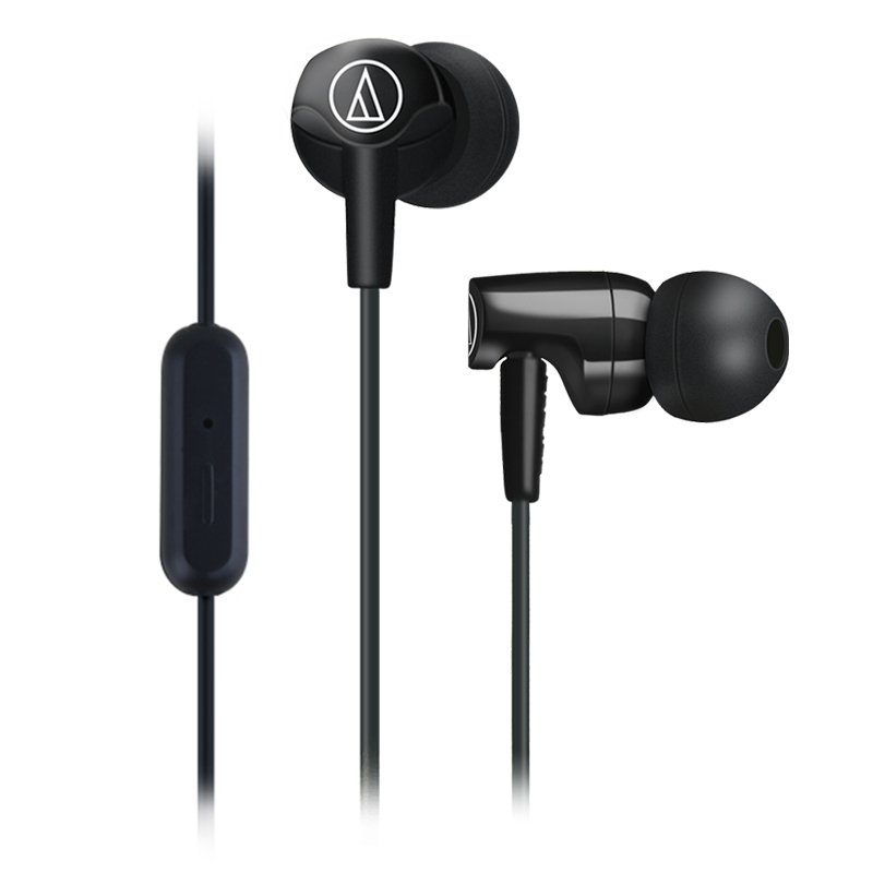 Audio Technica/铁三角ATH-CLR100IS入耳式耳机手机运动有线控带麦高音质重低音直角L型耳塞吃鸡耳机弯头