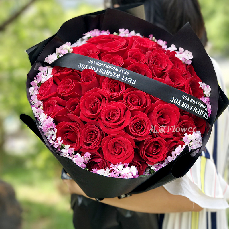红玫瑰花束生日送花昆明鲜花速递福州同城泉州温州南通厦门鲜花店
