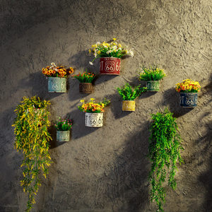 饮品店小饭店墙上绿色植物装饰店铺墙面绿植壁挂创意小型花盆挂件