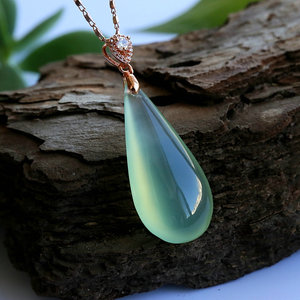 精品岫玉水滴吊坠天然玉石水滴玉坠老坑180冰种琇 span class=h>莹玉 