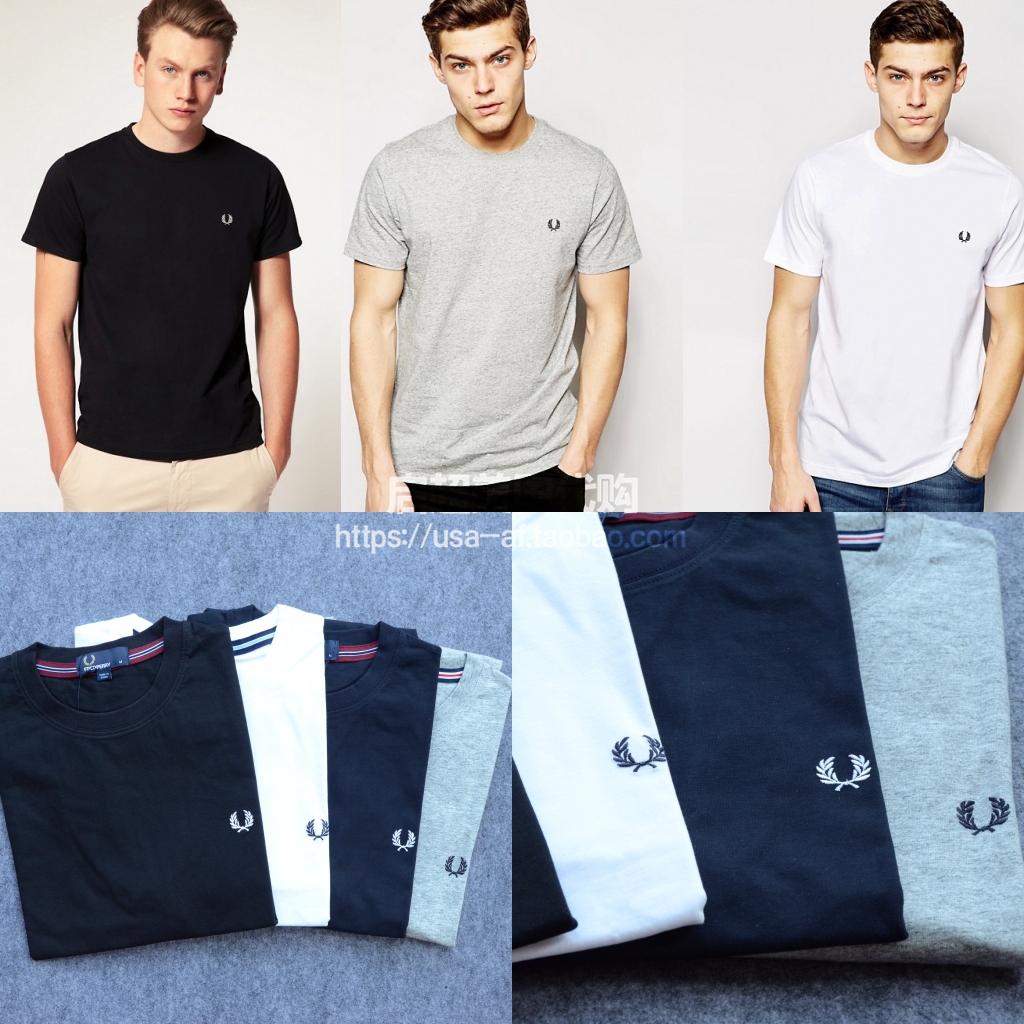 美國正品fred perry 麥穗月桂fp男m6334修身純色圓領短袖t恤打底